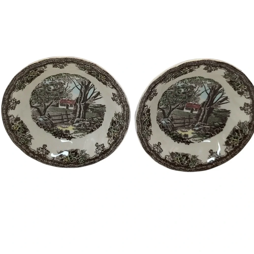 Vintage Johnson Bros Berry Bowls Fruit‎ The Stone Wall Set of Four Five Inch